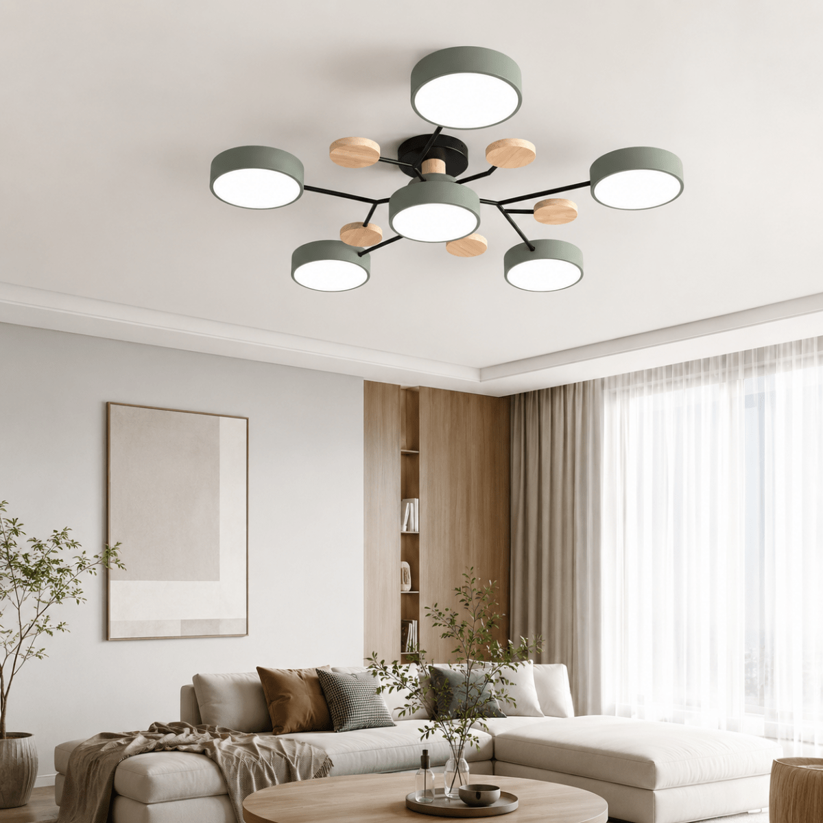 Round LED Ceiling Light with Minimalist Multi-Cup Design