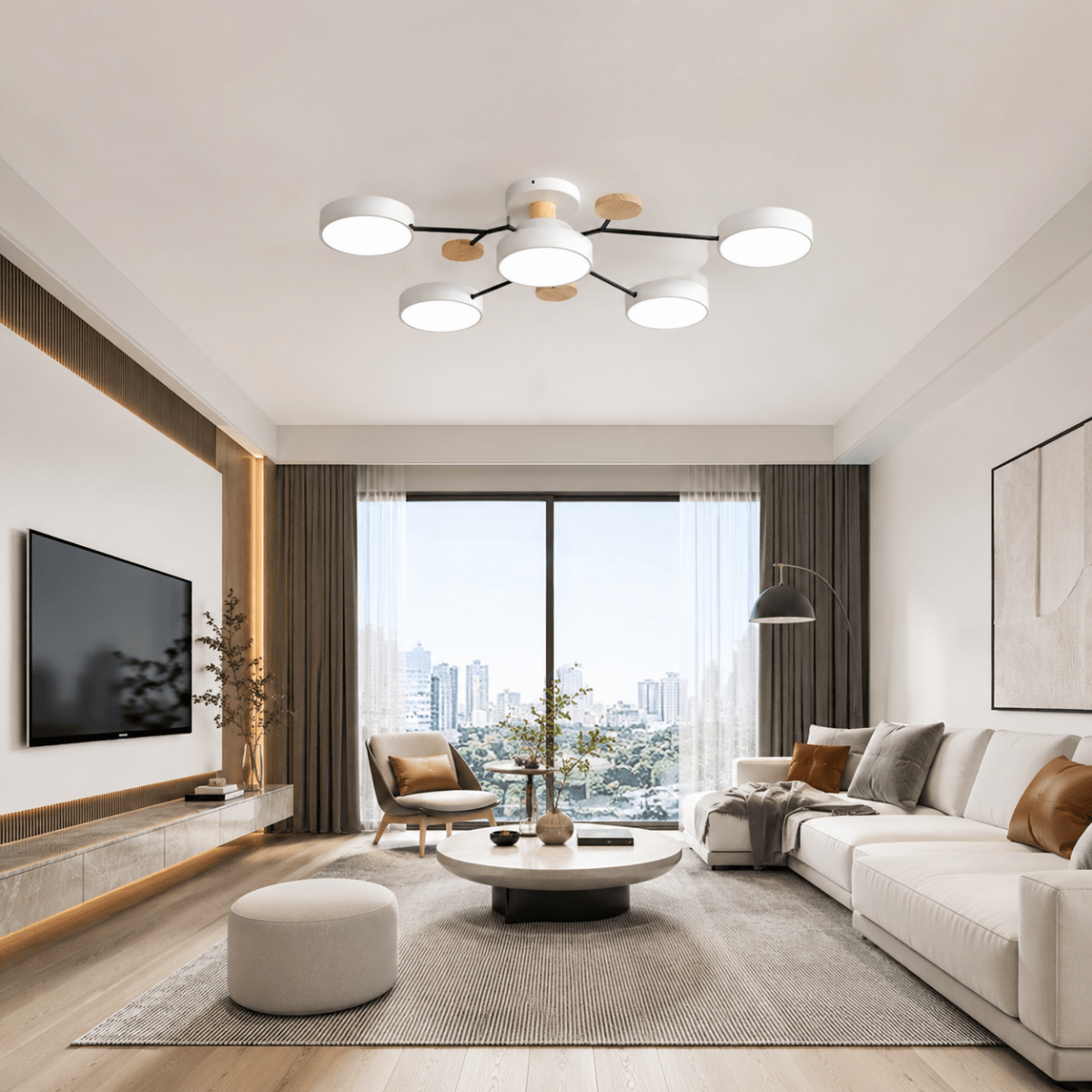 Round LED Ceiling Light with Minimalist Multi-Cup Design