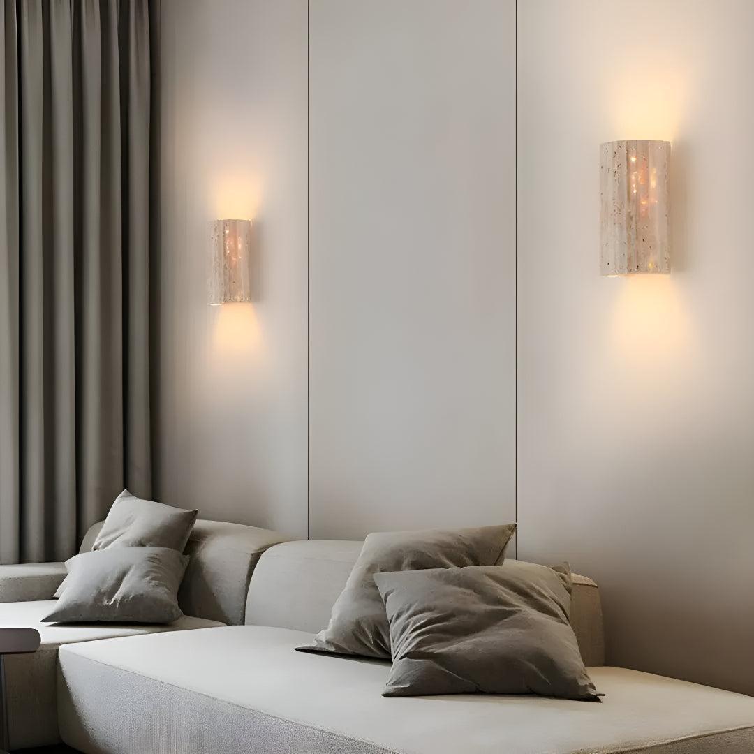 Natural Stone Wall Sconce With Warm LED Glow and Energy-Efficient Design