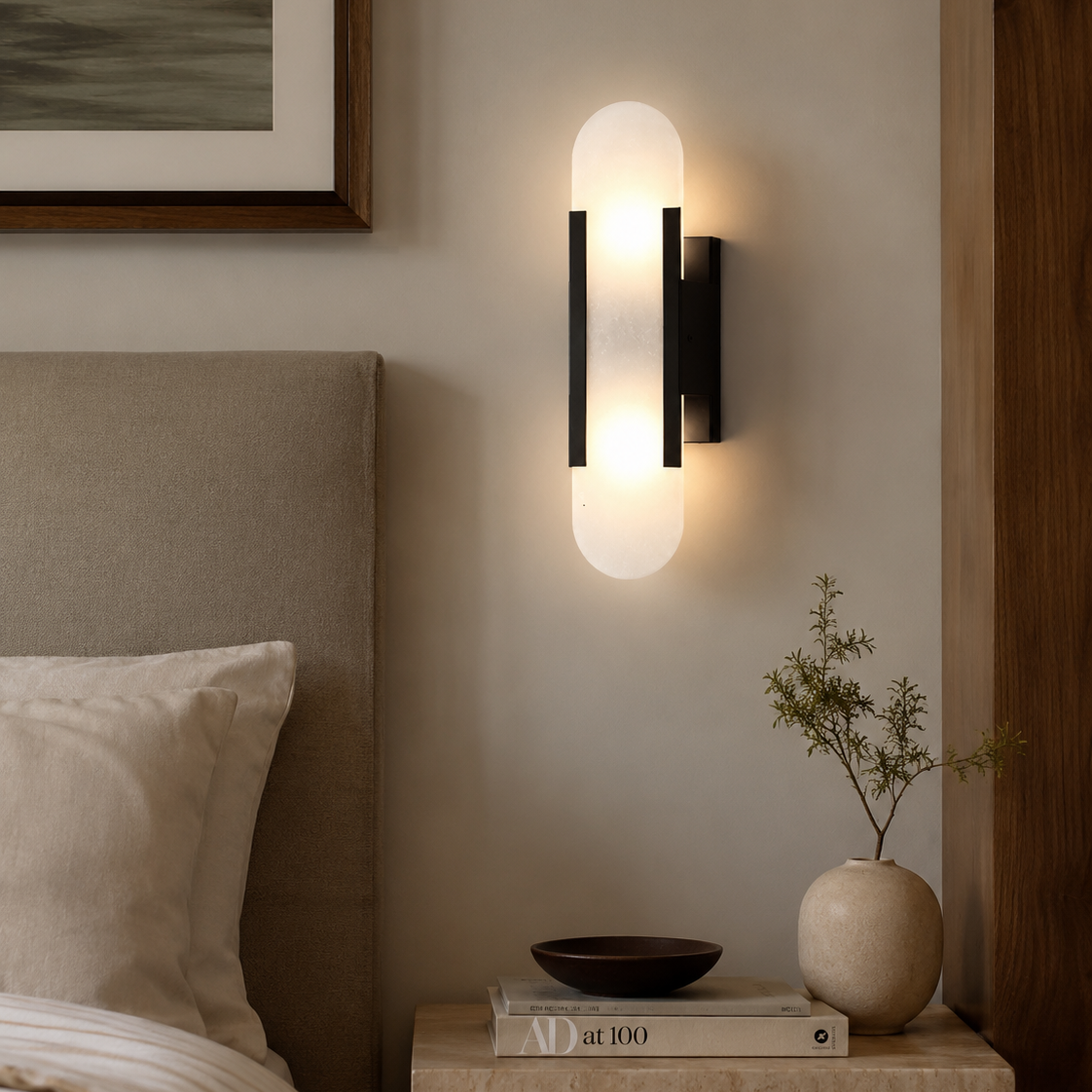 Elongated Alabaster Wall Sconce