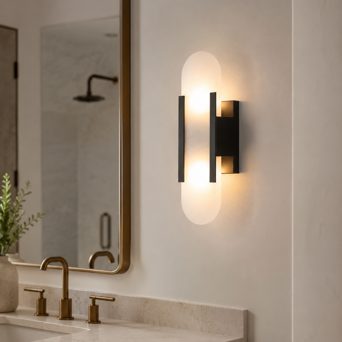 Elongated Alabaster Wall Sconce