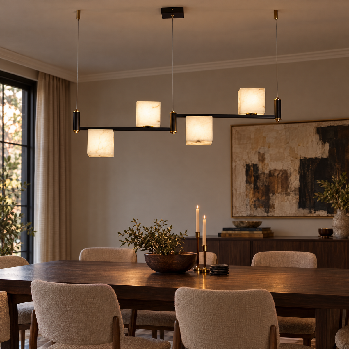 Alabaster Square Box Chandelier | lifestyle