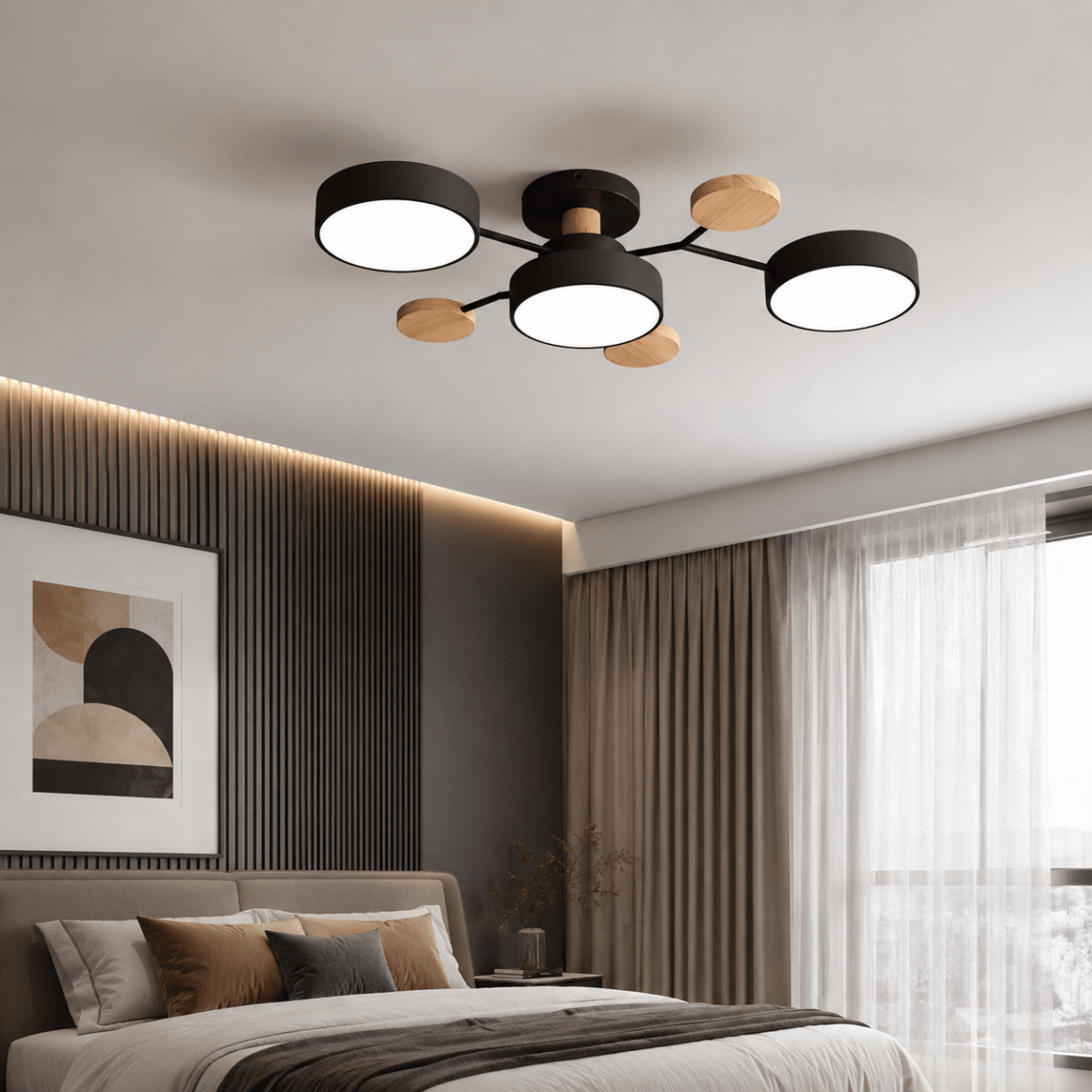 Round LED Ceiling Light with Minimalist Multi-Cup Design