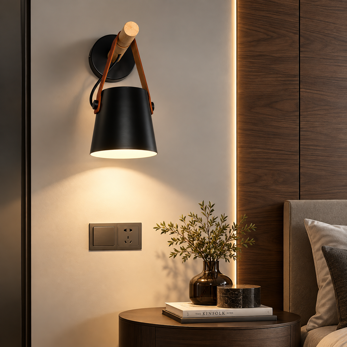 Wooden Conical Wall Light