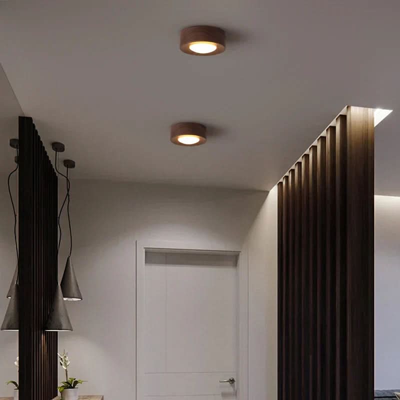 Energy-Saving Walnut Wood LED Lighting Fixture