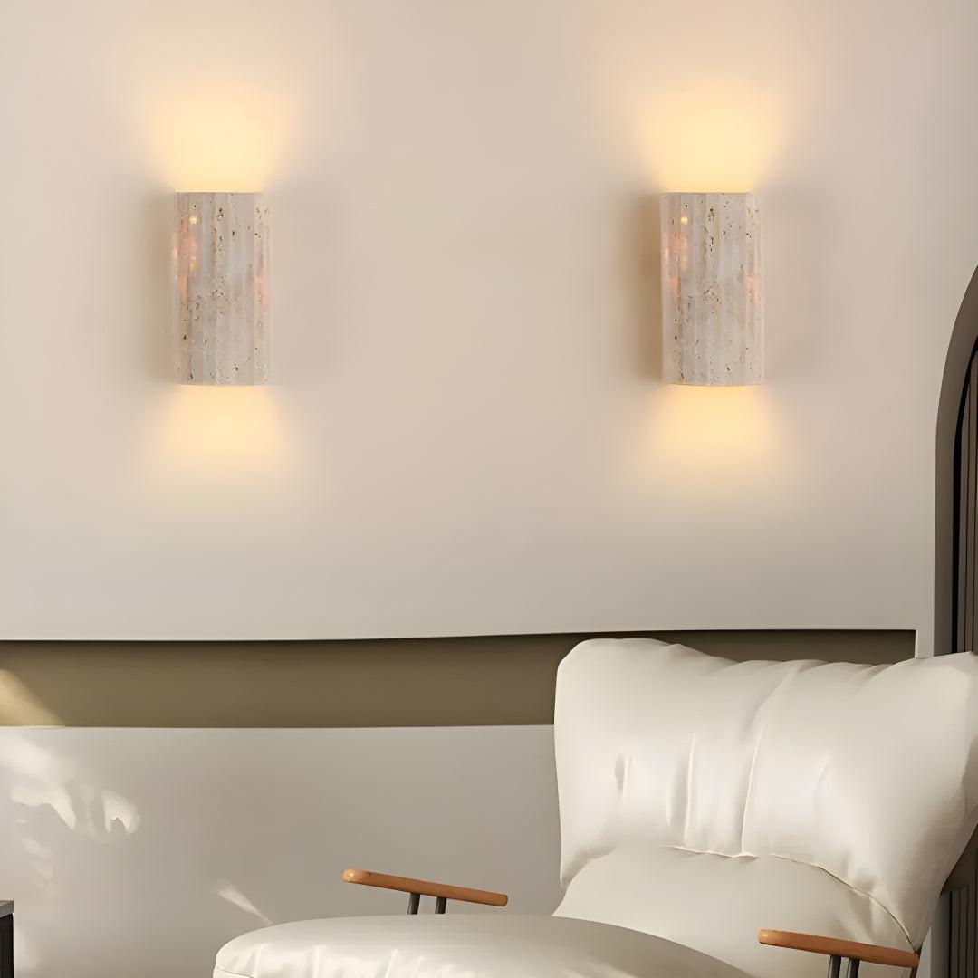 Natural Stone Wall Sconce With Warm LED Glow and Energy-Efficient Design