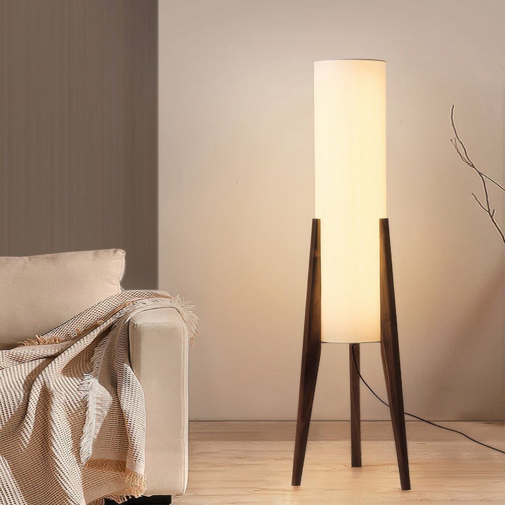 Scandinavian Walnut Floor Lamp with Dimmable LED Light
