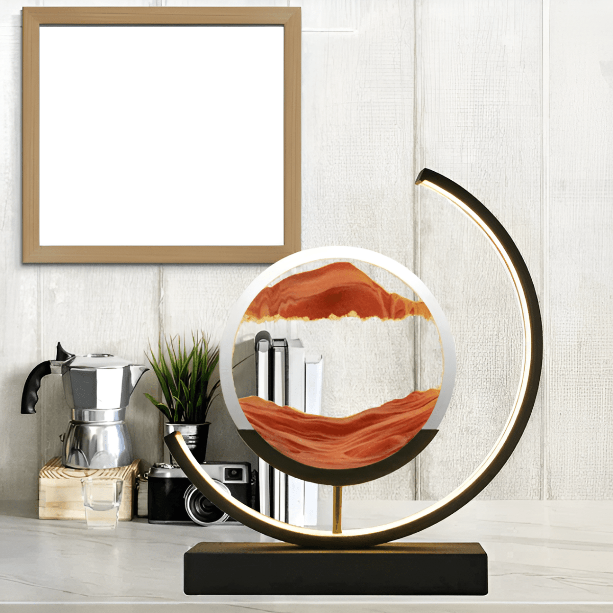 Moving Sand Art Lamp with Remote-Controlled Color Light
