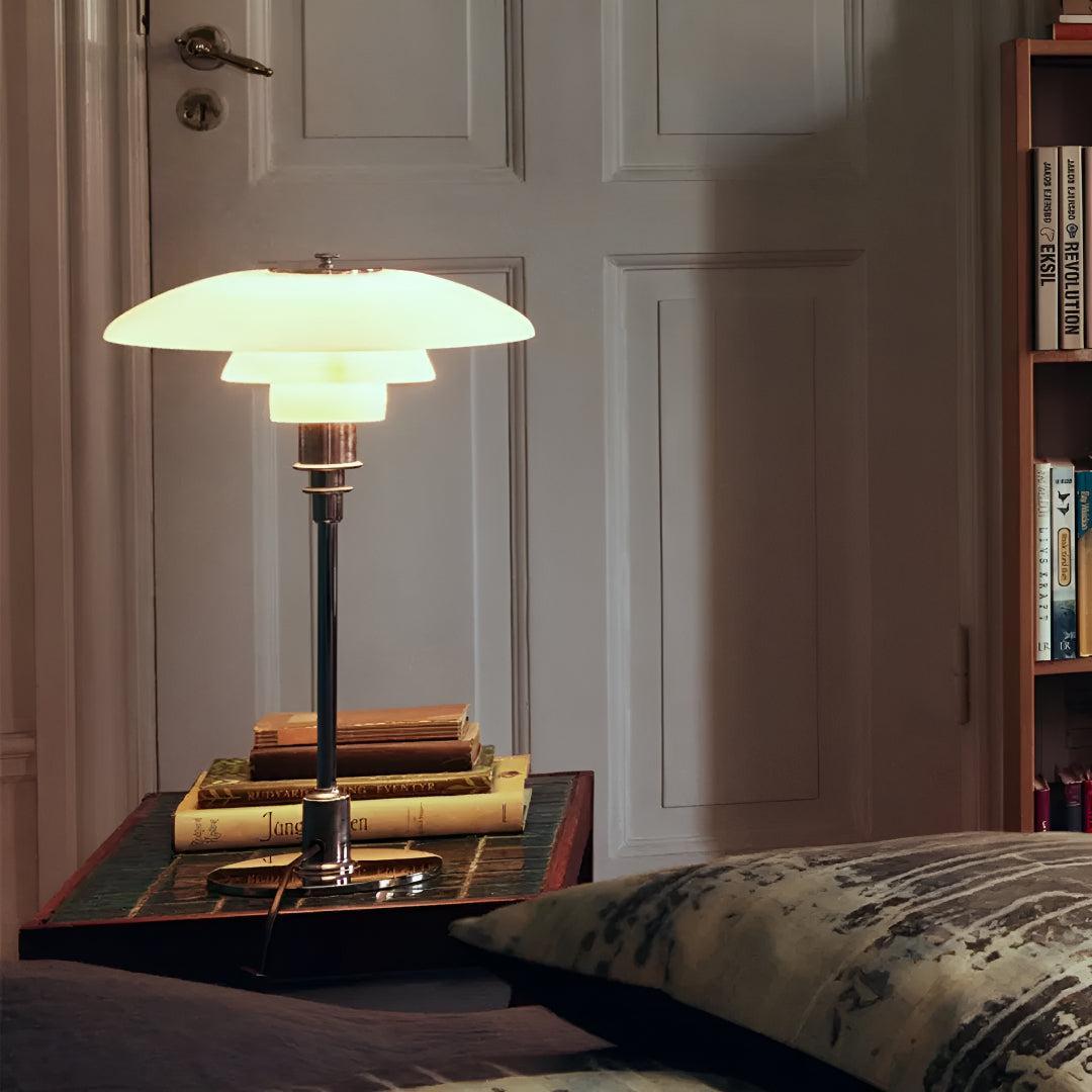 Modern Mushroom Bedside Table Lamp With Warm LED Glow and Layered Shade