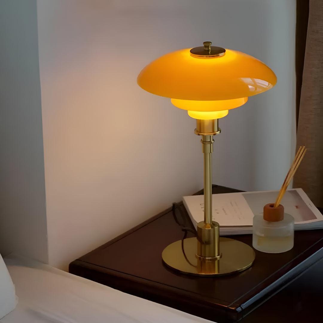 Modern Mushroom Bedside Table Lamp With Warm LED Glow and Layered Shade