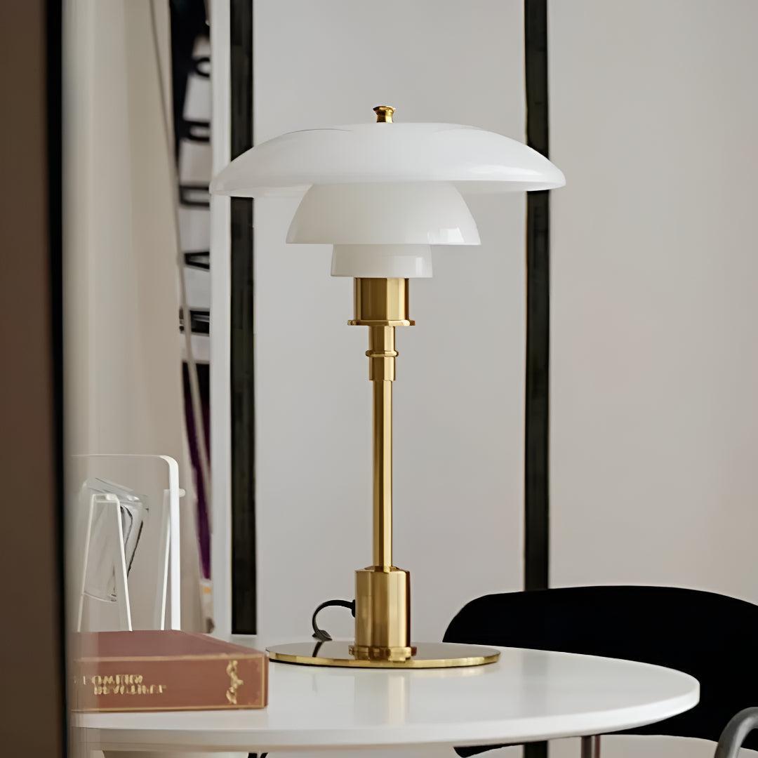Modern Mushroom Bedside Table Lamp With Warm LED Glow and Layered Shade
