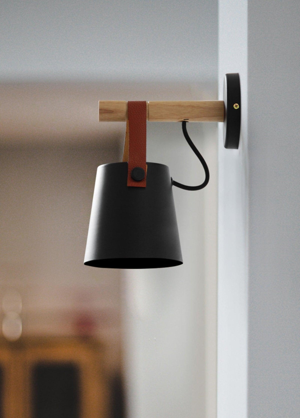 Wooden Conical Wall Light