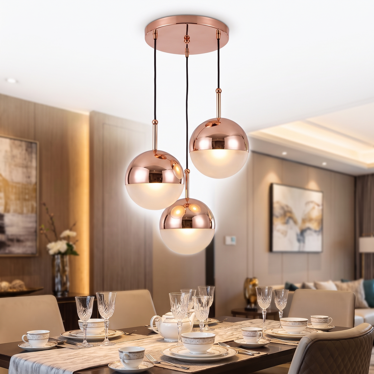 Restaurant Art LED Pendant Light Rose Gold white background