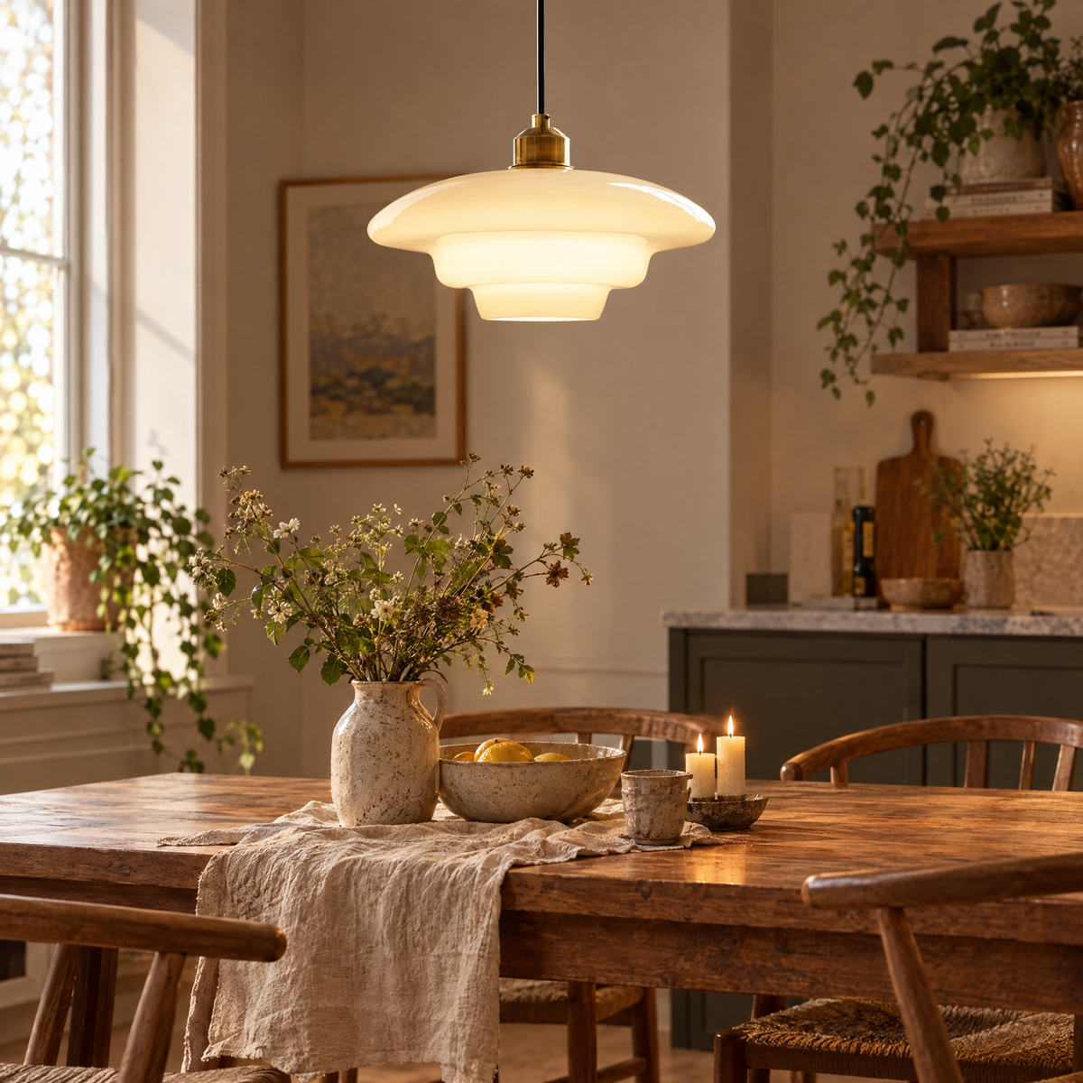 White Glass Pendant Light | lifestyle