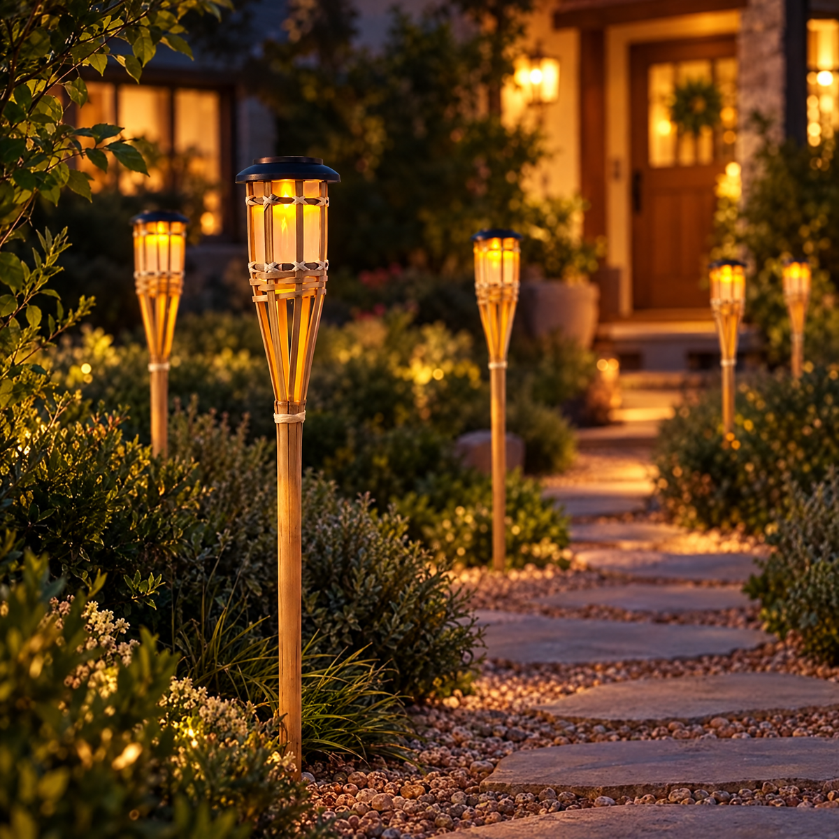 Solar Bamboo Flame Lights | lifestyle