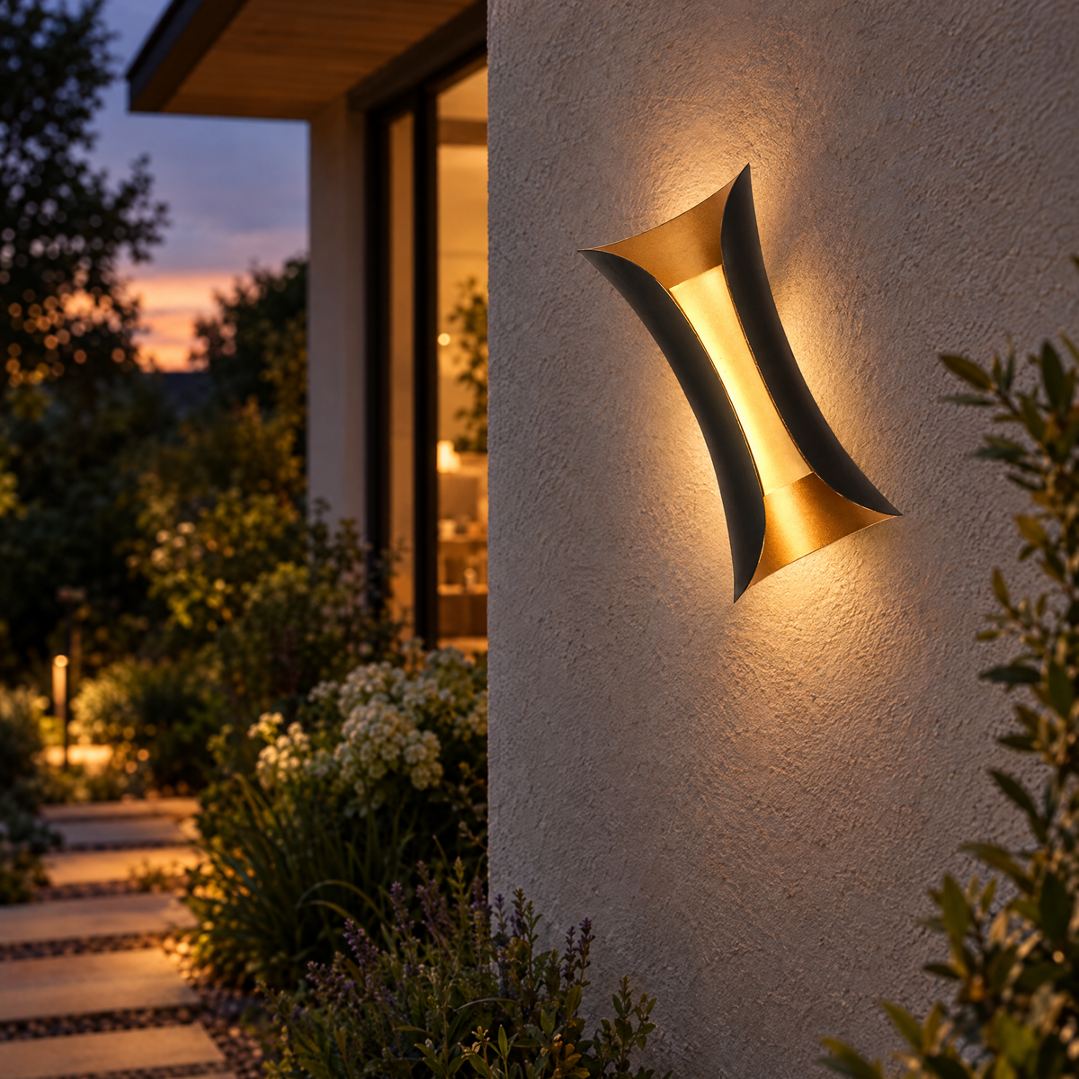 Curved LED Outdoor Wall Light with IP65 Weatherproofing | lifestyle