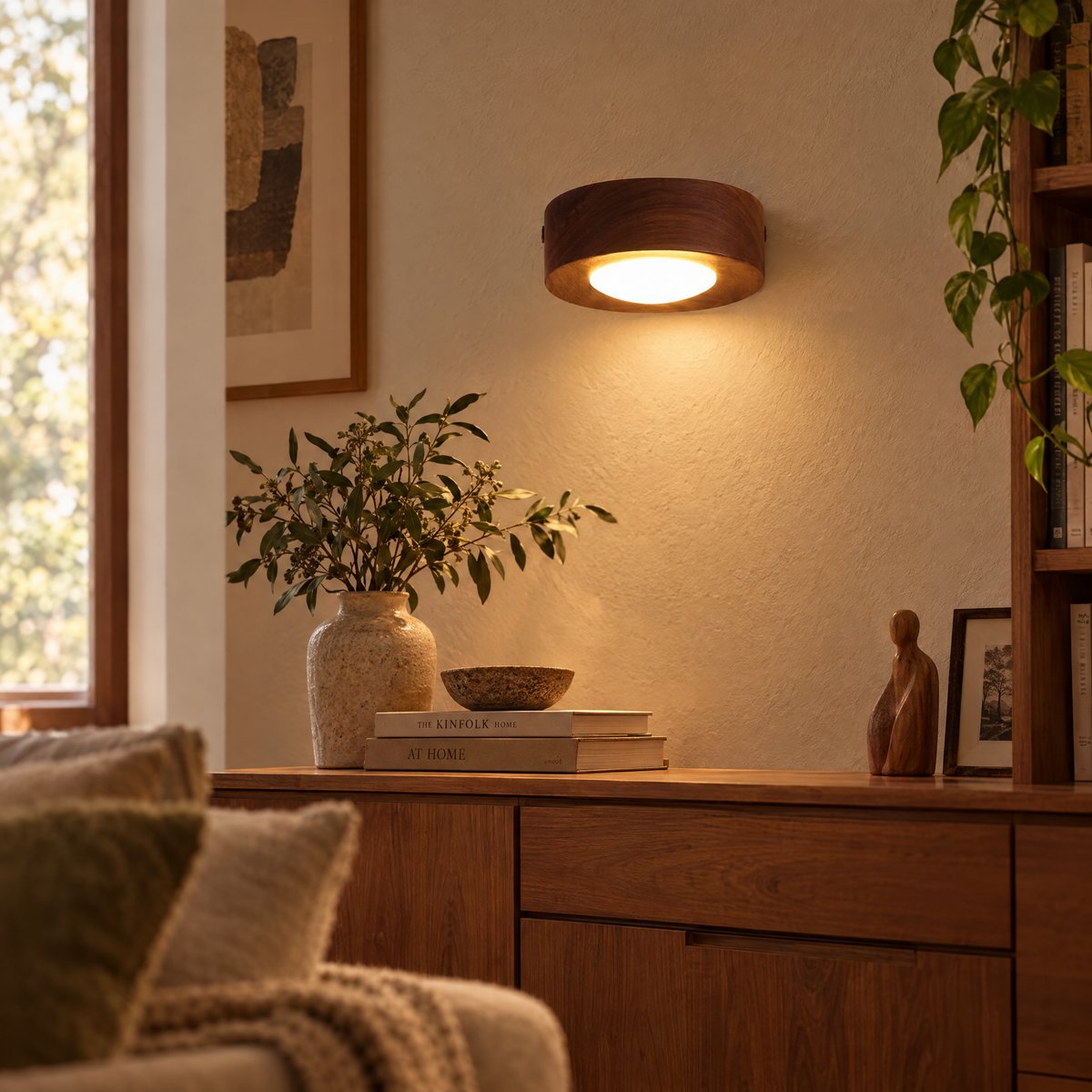 Energy-Saving Walnut Wood LED Lighting Fixture | lifestyle