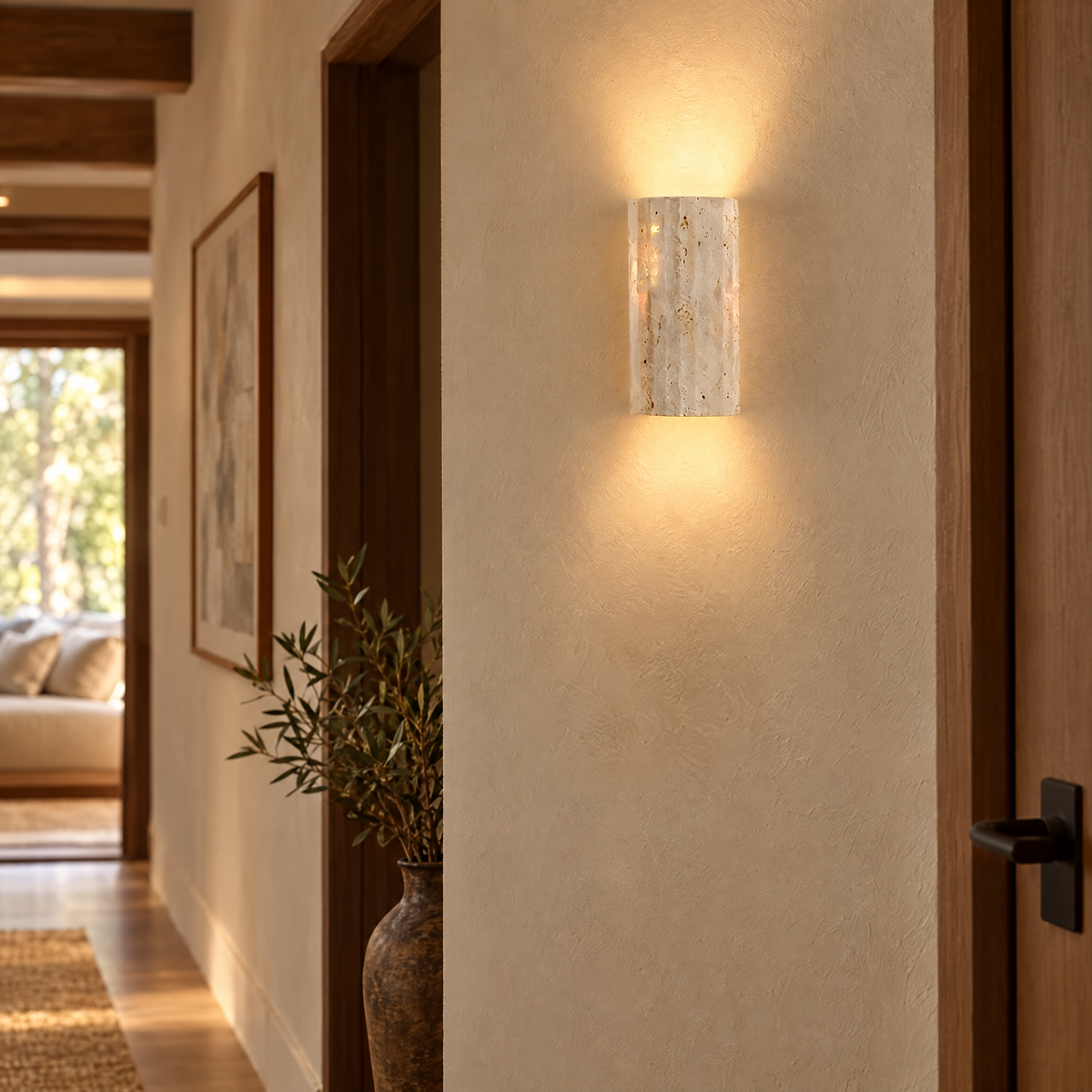 Natural Stone Wall Sconce With Warm LED Glow and Energy-Efficient Design | lifestyle